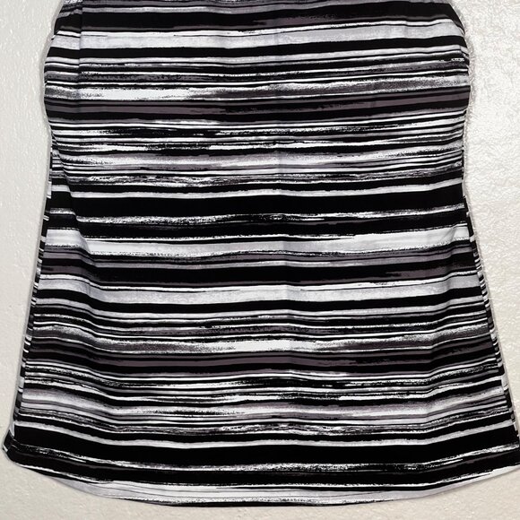 Lands End Womens Black & White Striped High-Neck Tankini Swim Top Size 8 Nylon/S - Picture 7 of 12